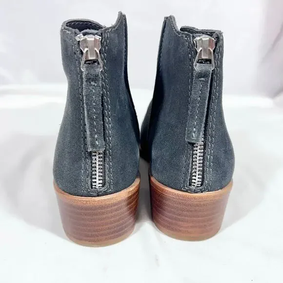 Dolce Vita Karsen Ankle Boots Booties Gray Suede Rubber Sole Heel Zipper Used - Picture 6 of 10